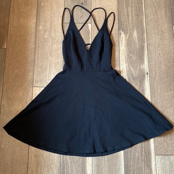 Women’s lulús Believe in Love Black Backless Skater Dress - Picture 1 of 6